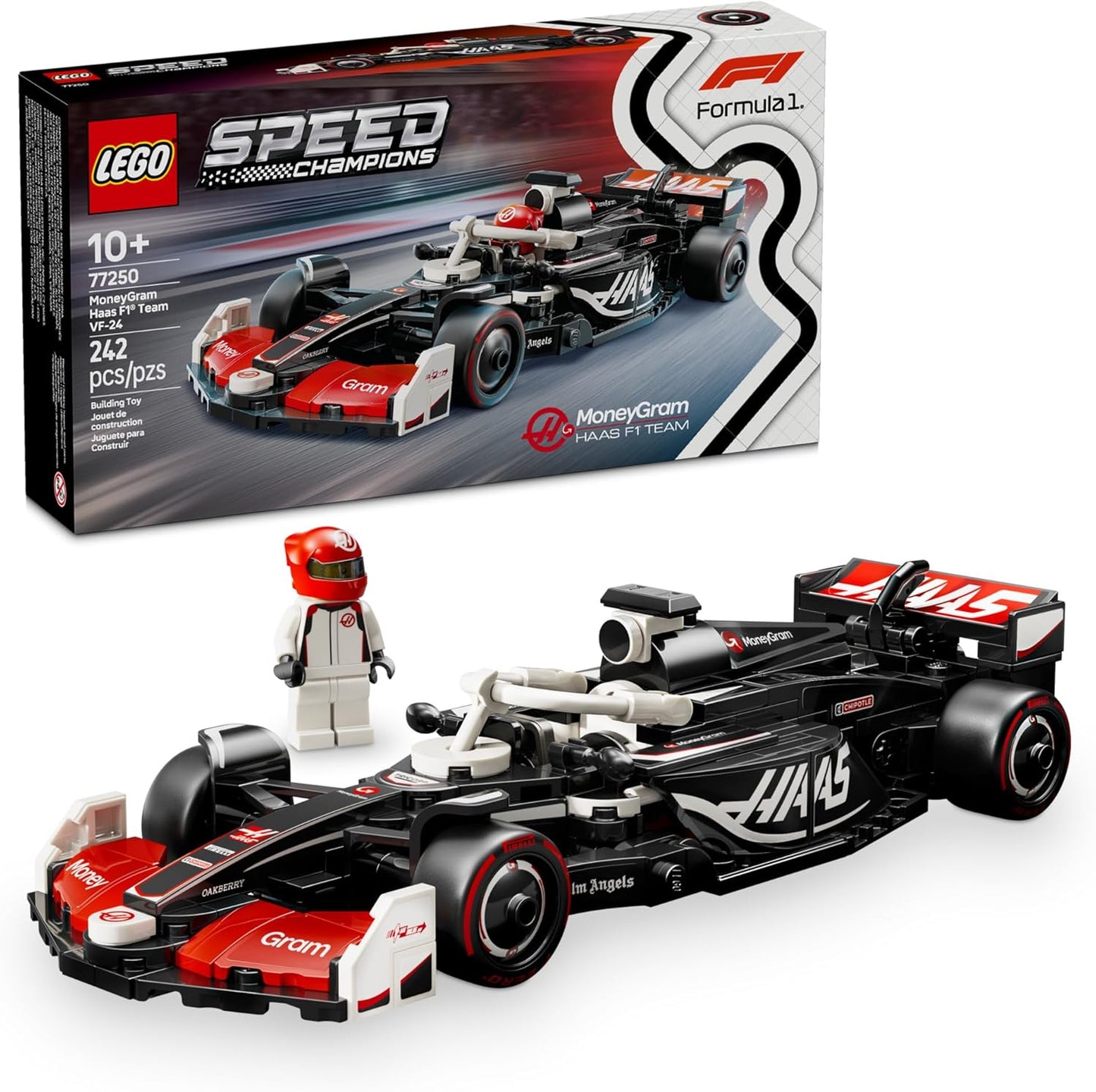 LEGO Speed Champions MoneyGram Haas F1 Team VF-24 Auto de Carrera de Juguete - Juego de Construcción para Niños, Niños y Niñas, Edades 10+ - Auto de Juguete para Fanáticos de F1 - Idea de Regalo para