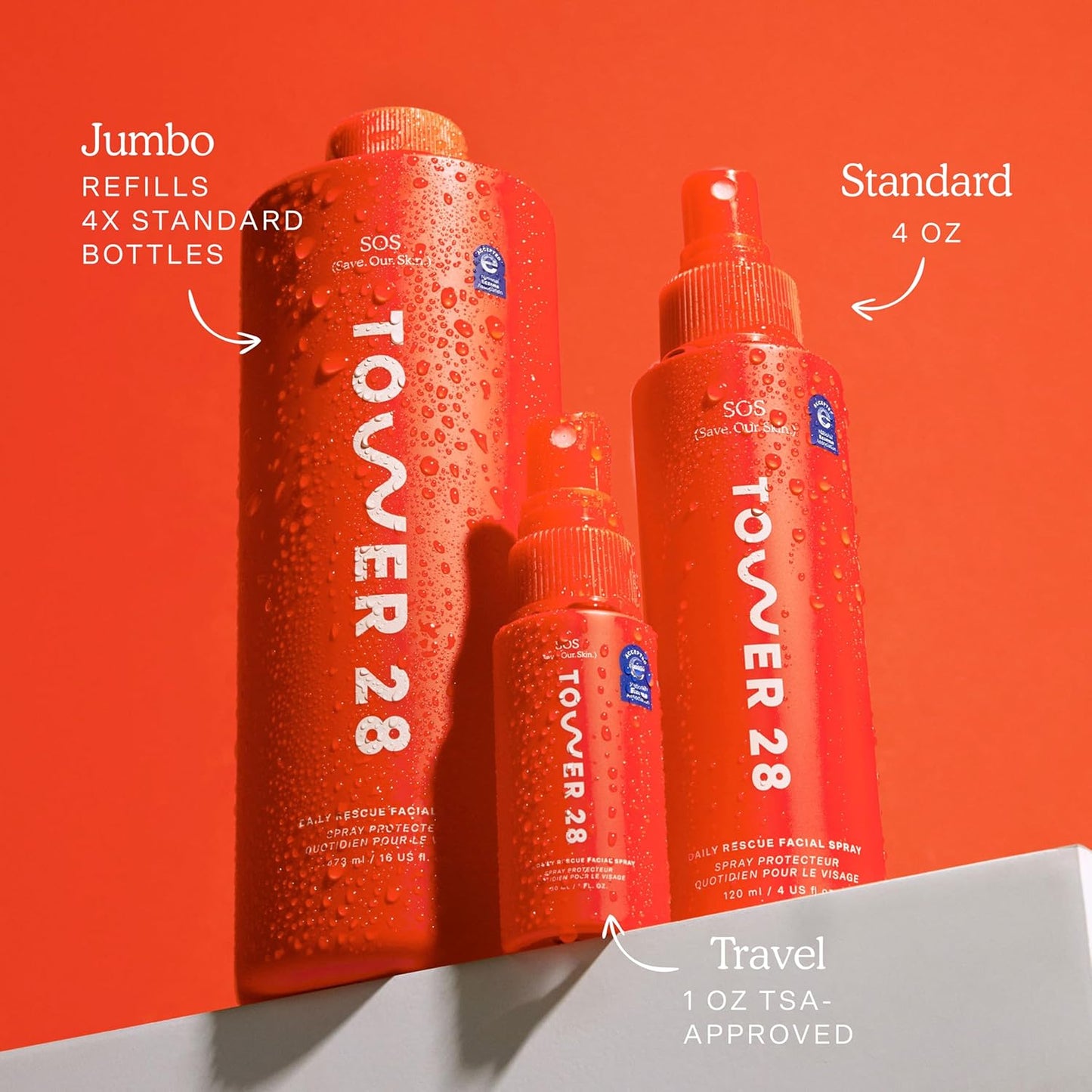 Tower 28 Beauty SOS Daily Rescue Facial Spray Jumbo Refill 16 oz \/...