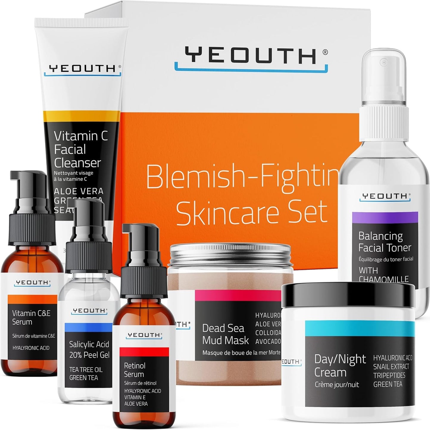 YEOUTH Set de cuidado de la piel: lavado facial con vitamina C, tón...