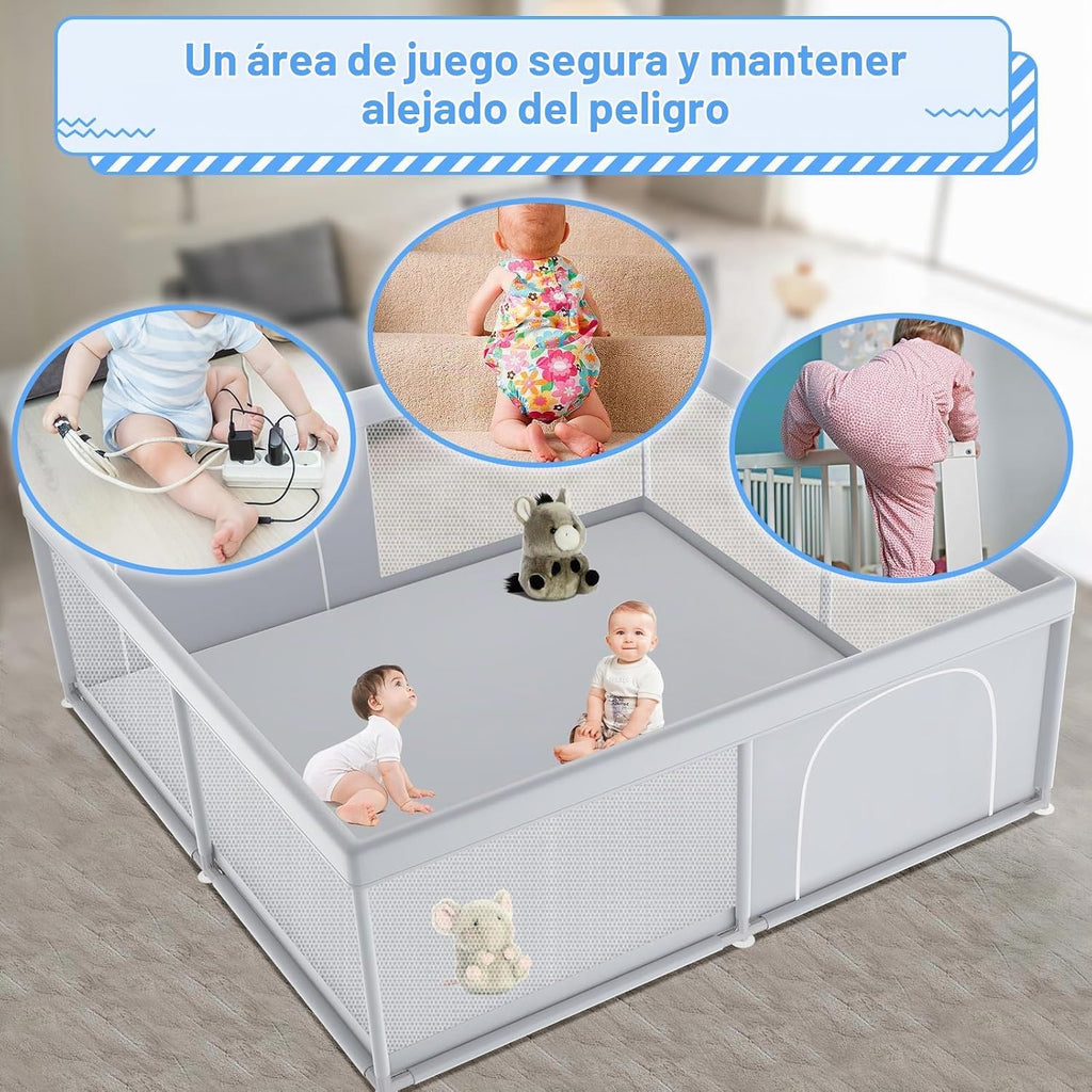 XVISHX Corralito para bebés, 79 x 79 pulgadas, corralito para bebés...