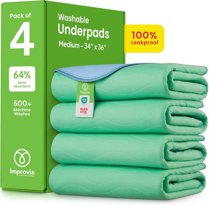 IMPROVIA Almohadillas lavables de 34 x 36 pulgadas (paquete de 4) \...