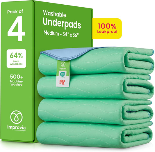 IMPROVIA Almohadillas lavables de 34 x 36 pulgadas (paquete de 4) \...