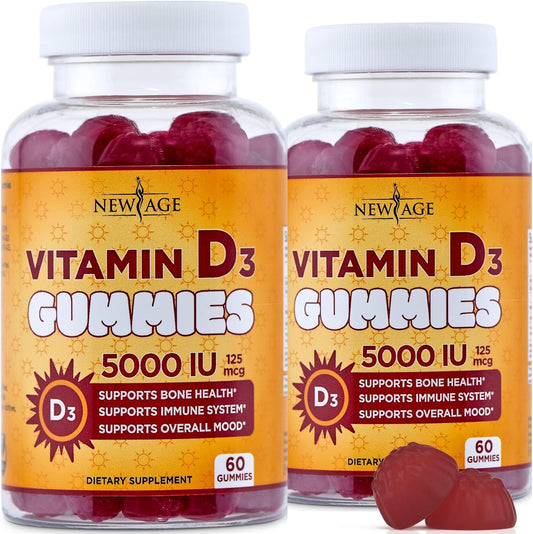 New Age - Gomitas de vitamina D3 5000 UI de 125 mcg \u2013 Paquete...