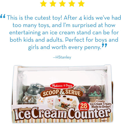 Melissa &amp; Doug - Encimera de helados de madera con cuchara para...