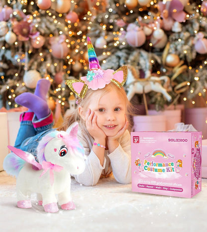 Juguetes de unicornio para niñas de 4 a 6 años, regalos de unicornio, juguete interactivo que camina, habla, canta, peluche de unicornio con control remoto para el cuidado de mascotas