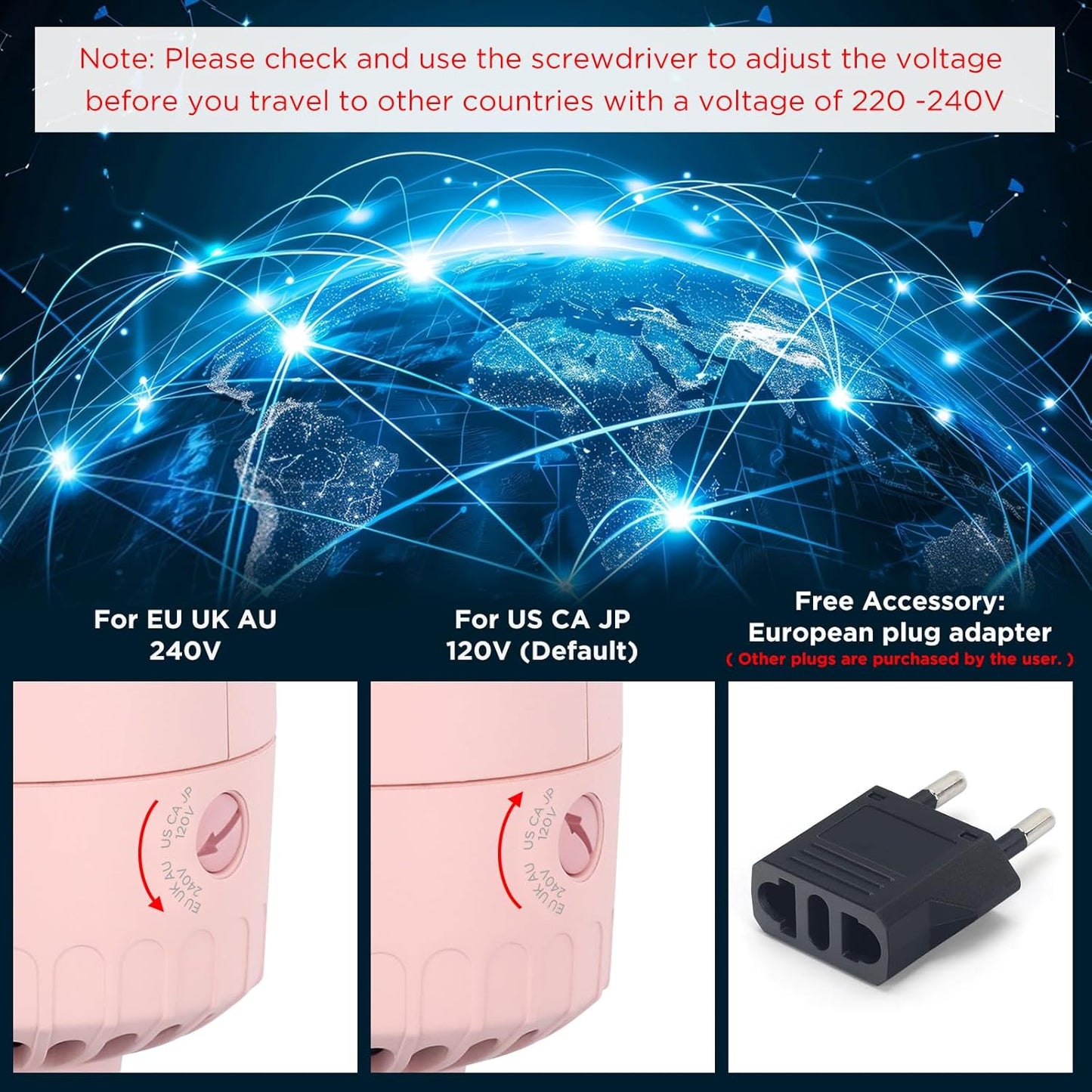 Aima Beauty Worldwide - Cepillo secador de pelo de viaje de 110 V-2...