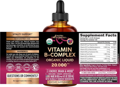 Vitamina B-Complex USDA Orgánico B5 Ácido Pantoténico | B12 Metilco...