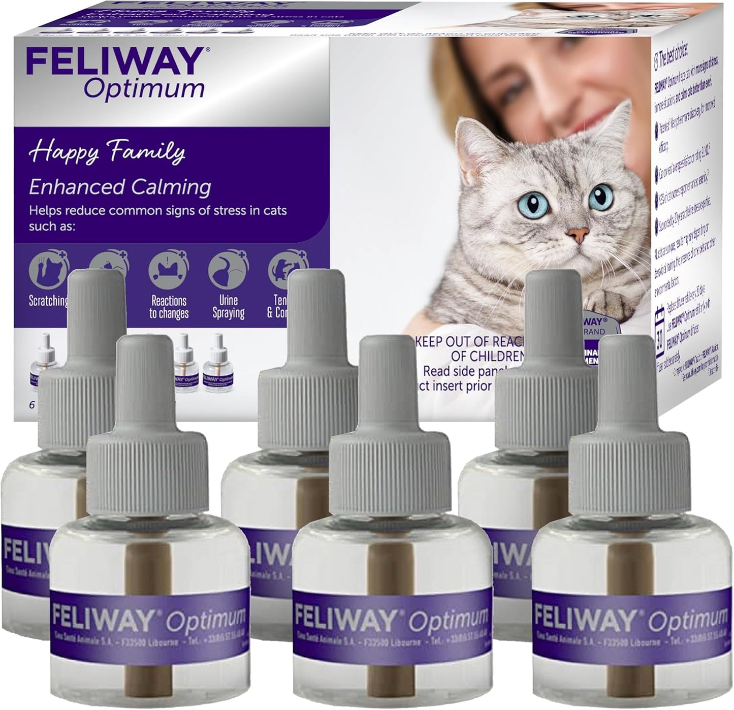 FELIWAY Optimum - Recambios calmantes para gatos de 30 días para di...