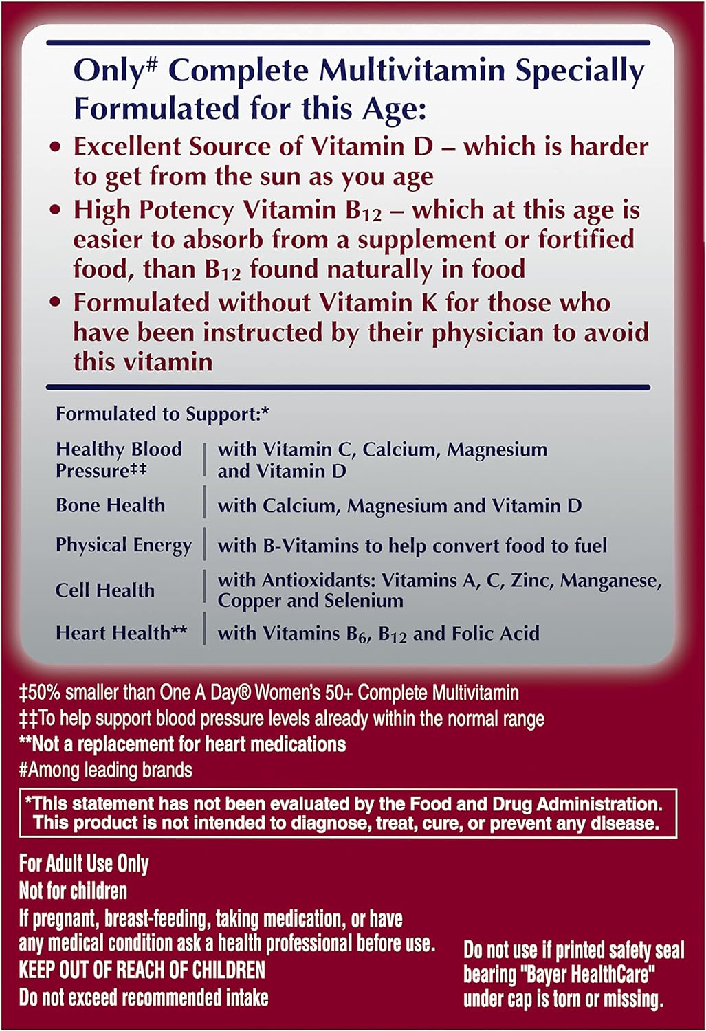 ONE A DAY Proactive 65+, multivitamínico para hombres y mujeres, su...