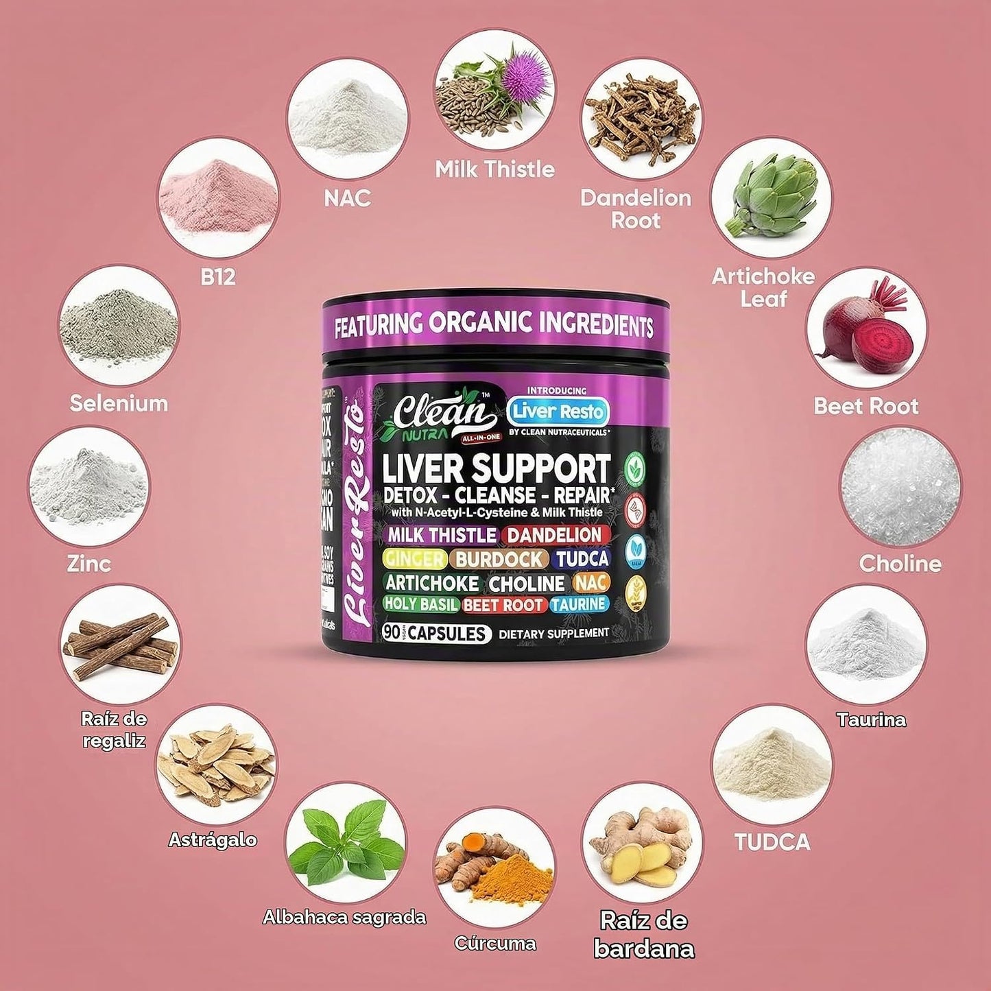 Clean Nutraceuticals Limpiador de Hígado Desintoxicación y Reparaci...
