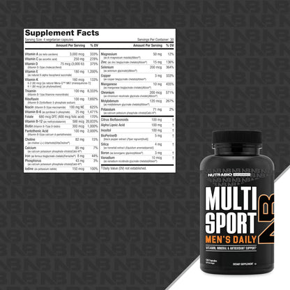 NutraBio Multisport para hombres - Multivitamina para hombre - 33 v...