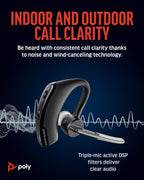 Poly Voyager Legend - Auriculares inalámbricos (Plantronics) – Bluetooth de un solo oído con micrófono de cancelación de ruido – Controles de voz – Botones de silencio y volumen – Diseño ergonómico