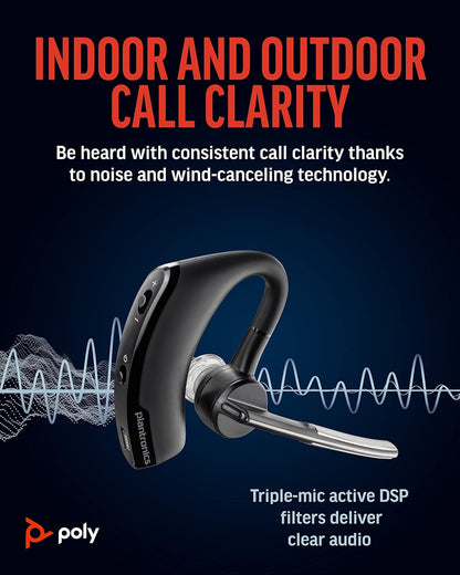 Poly Voyager Legend - Auriculares inalámbricos (Plantronics) – Bluetooth de un solo oído con micrófono de cancelación de ruido – Controles de voz – Botones de silencio y volumen – Diseño ergonómico