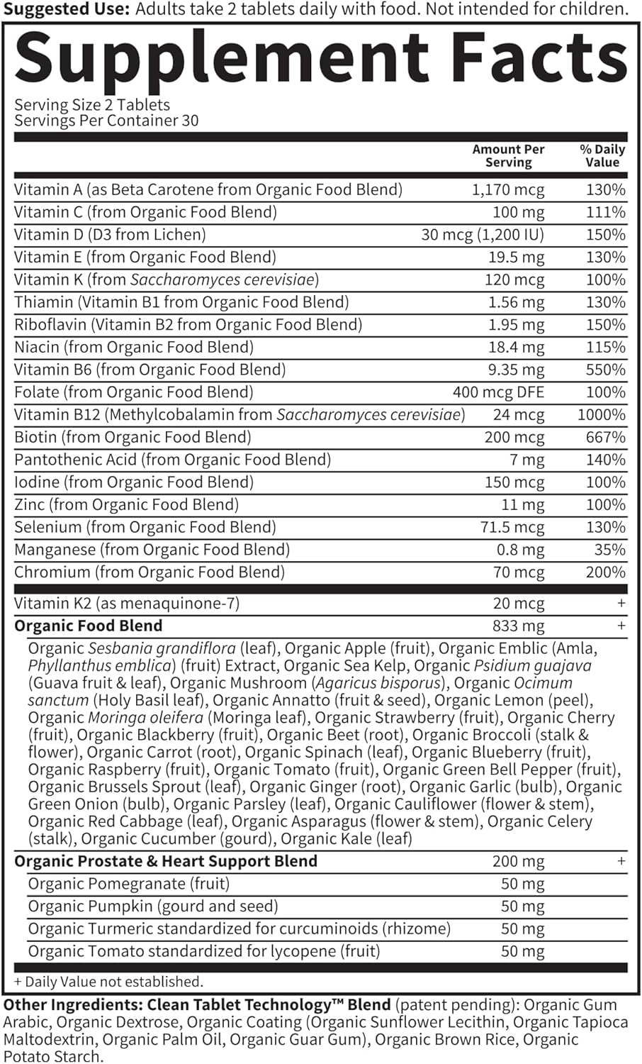 Garden of Life Organics Multivitamínico de alimentos enteros para h...