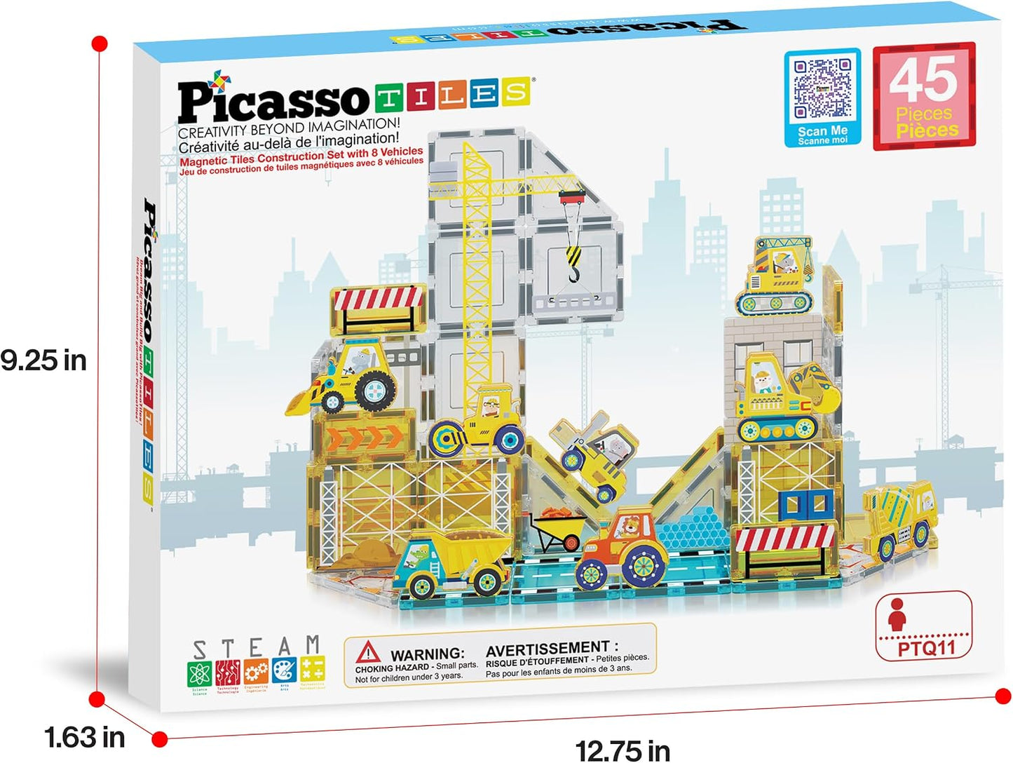 PicassoTiles Bloques Magnéticos de Construcción con 8 Vehículos de...