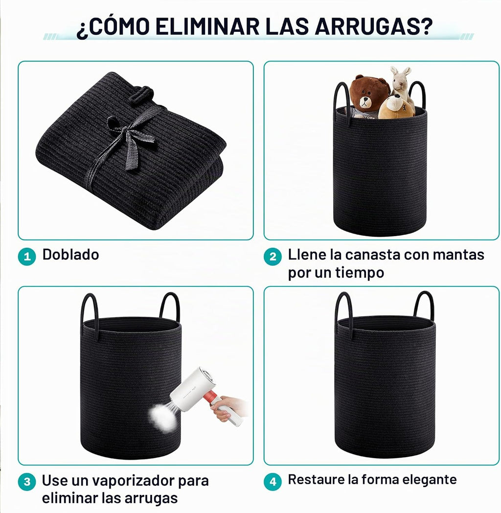 YOUDENOVA Cesta de lavandería de cuerda tejida, cesta de lavandería...