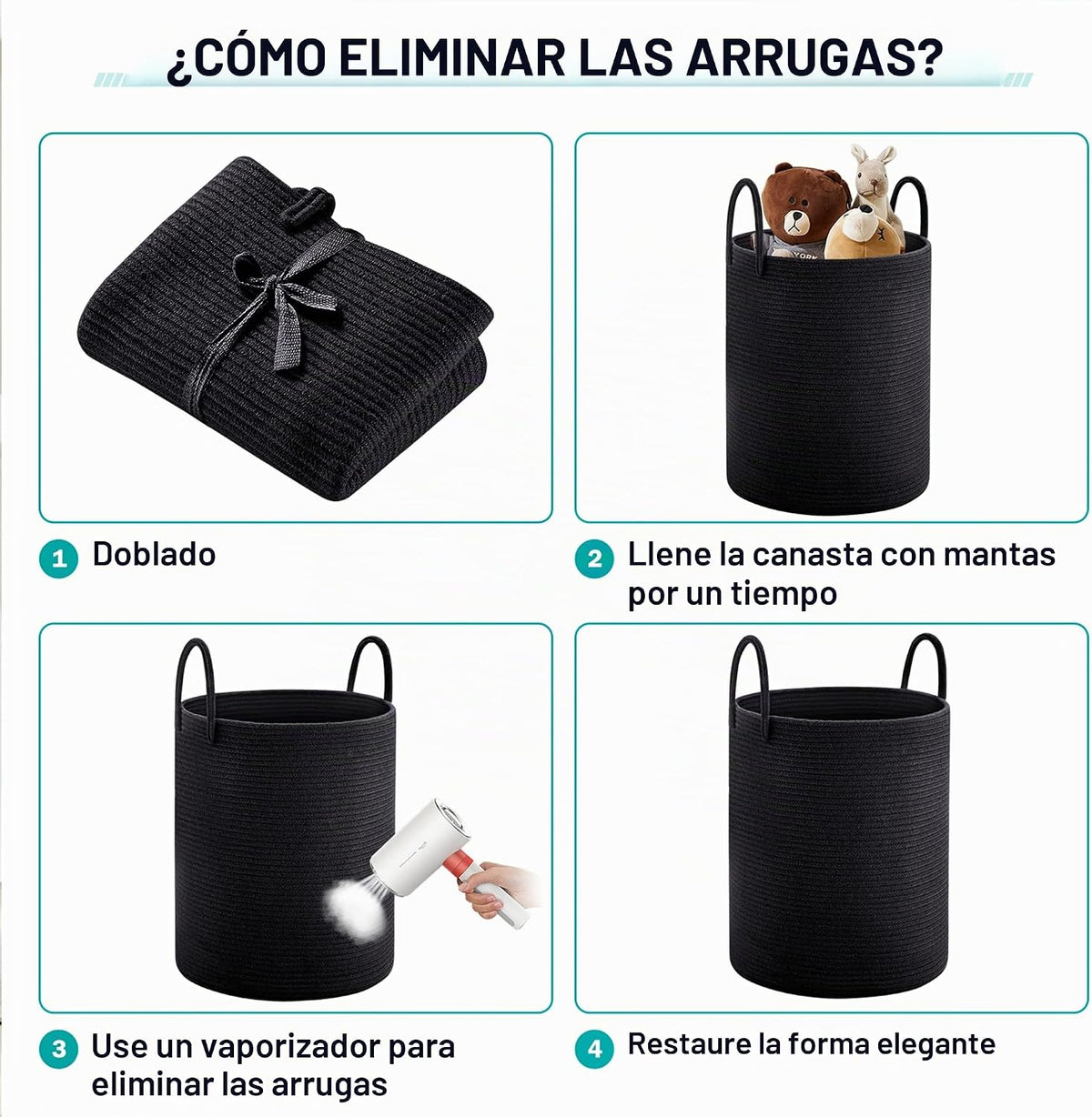 YOUDENOVA Cesta de lavandería de cuerda tejida, cesta de lavandería...
