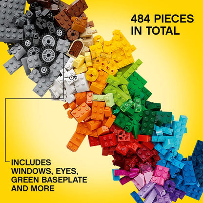 LEGO Classic Medium Creative Brick Box 10696 - Juego de bloques de construcción, con almacenamiento, incluye tren, automóvil y una figura de tigre, para personas de 4 a 99 años