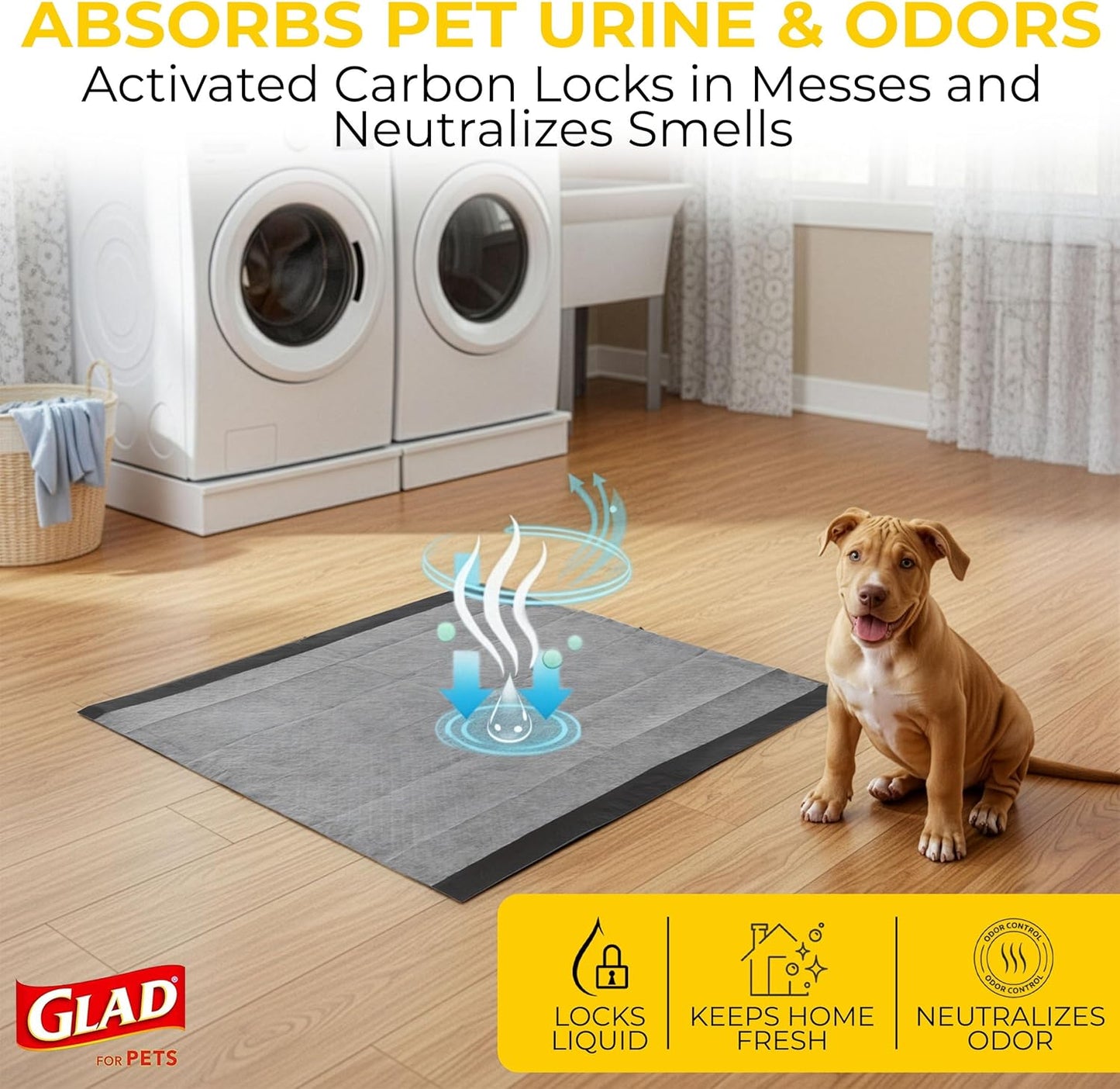 Glad para Mascotas Almohadillas de Carbón Negro para Cachorros, Alm...