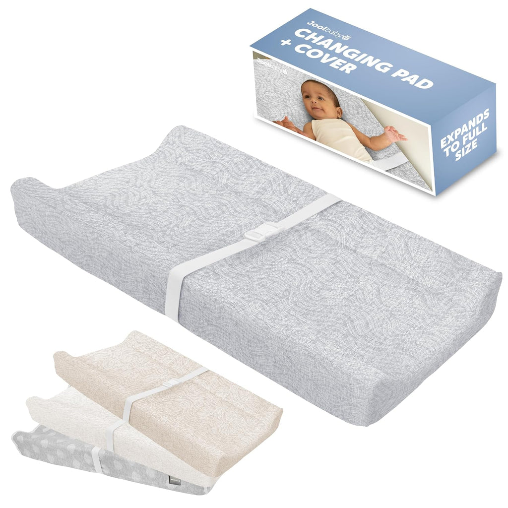 Jool Baby Cambiador suave + funda lavable (patrón de ondas, gris) |...