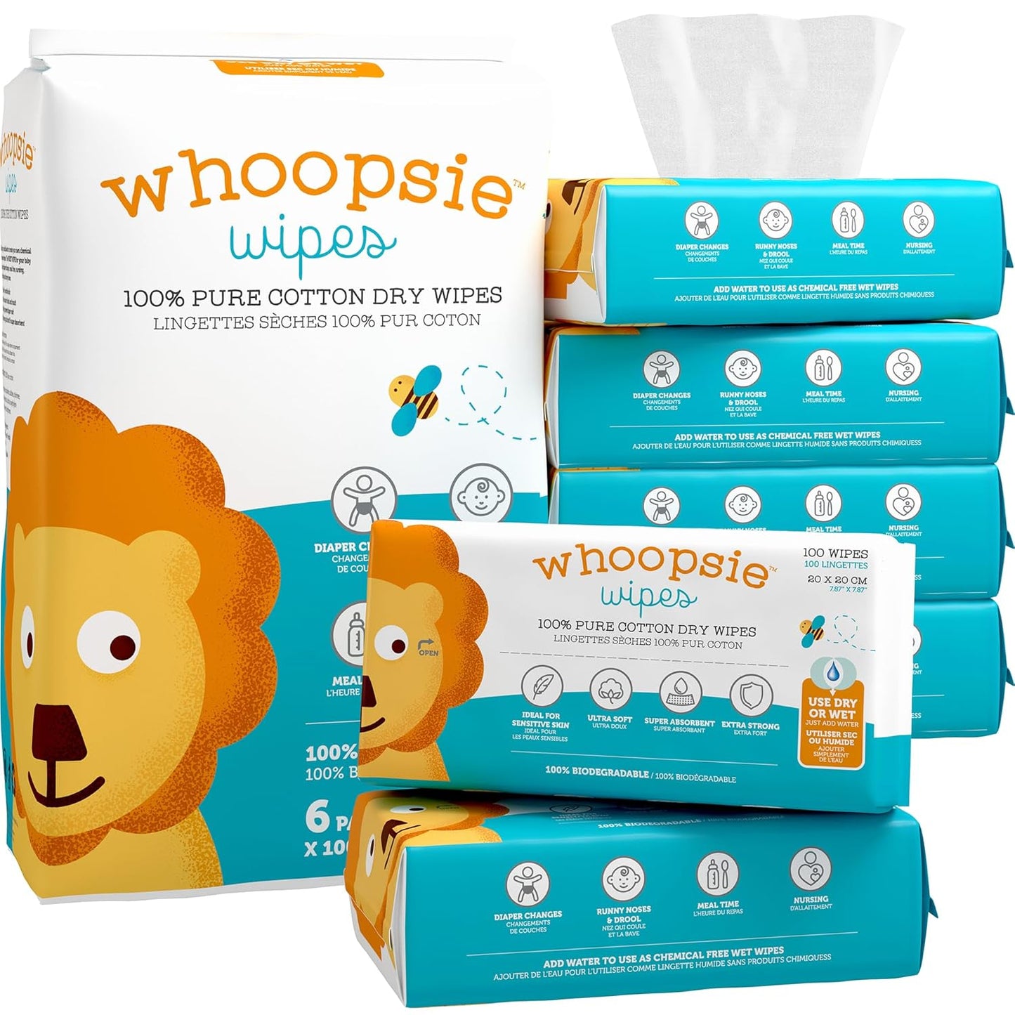 Whoopsie Wipes \u2013 Las toallitas secas originales de algodón 100...