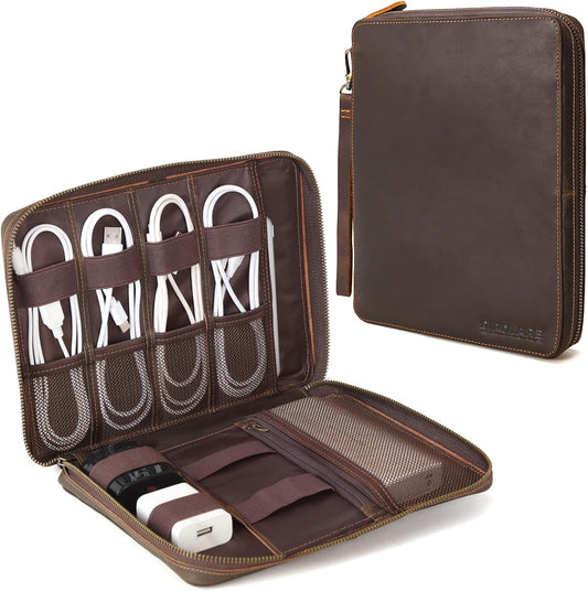 Polare - Organizador de cables de viaje de cuero de grano completo,...