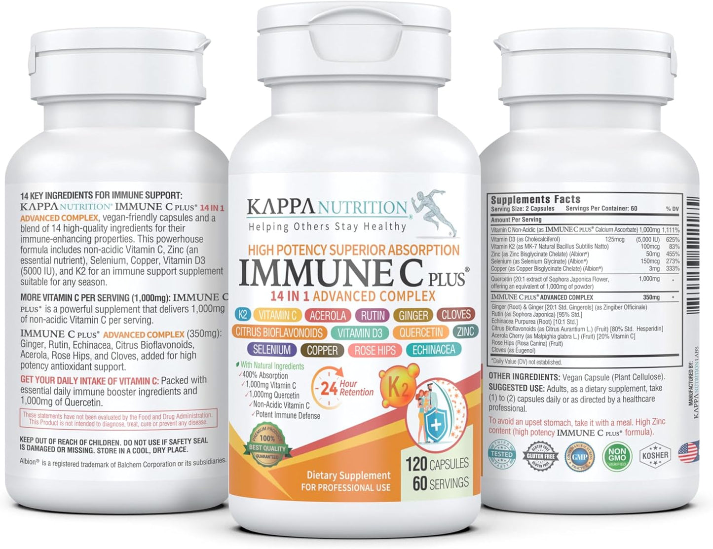 Quercetina 1.000 mg, vitamina C 1.000 mg, zinc 50 mg, vitamina D3 5...