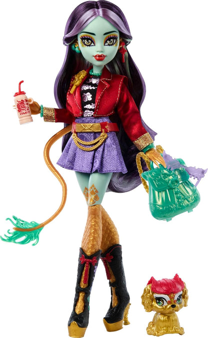 Monster High Jinafire muñeca larga, Dragón con perro mascota Cloudy...