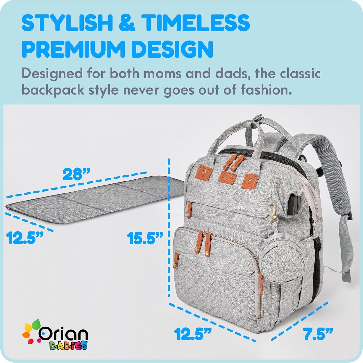 Pañaleras para Bebe - Mochila Orian para pañales con cambiador de b...