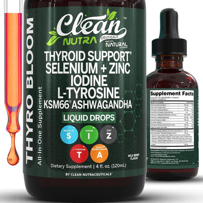 Gotas de apoyo para la tiroides Clean Nutra selenio zinc yodo L tir...