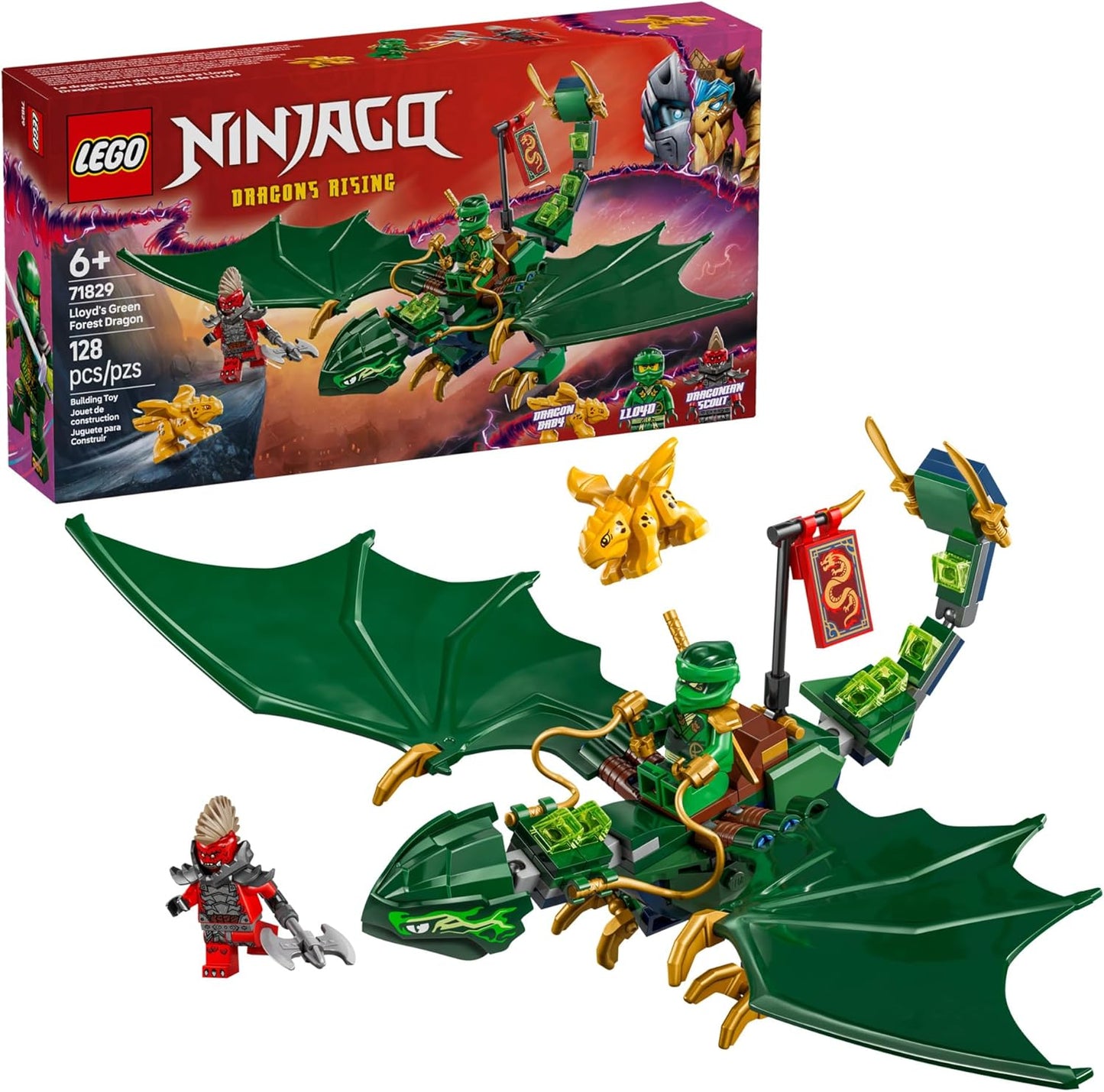 LEGO NINJAGO Juguete de Dragón del Bosque Verde de Lloyd - Juguete de Construcción de Juego Imaginativo para Niños y Niñas, Edades 6+ - Regalo de Cumpleaños para Niños - Figura de Dragón con 2
