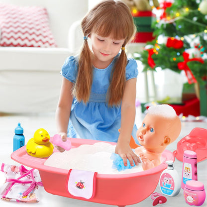 PROOU Juguetes de Cuidado de Muñecas Bebé, Set de Baño de Muñecas B...