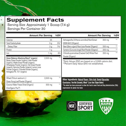 BARE PERFORMANCE NUTRITION, BPN Strong Greens Superfood Powder, mej...