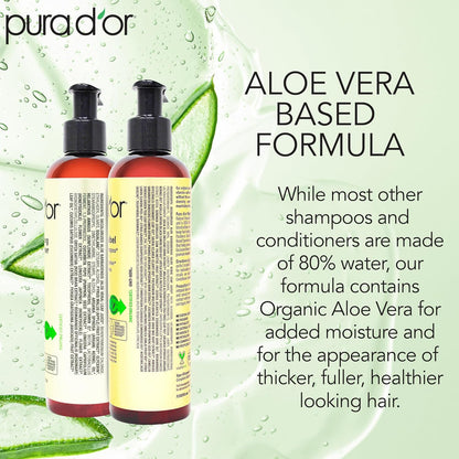 PURA D'OR Champú y acondicionador de biotina antiadelgazante, a...