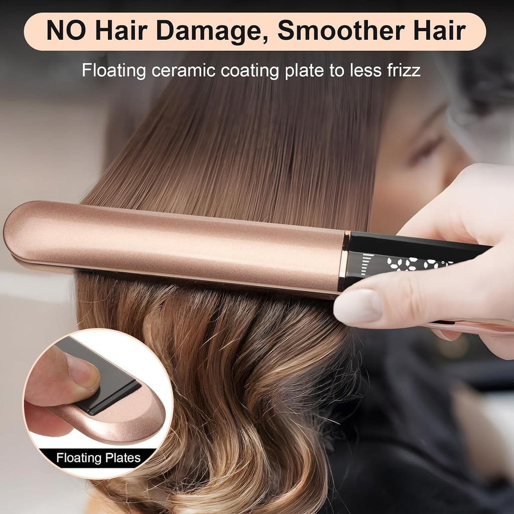 JAETON Plancha de pelo con placas flotantes, temperatura ajustable...