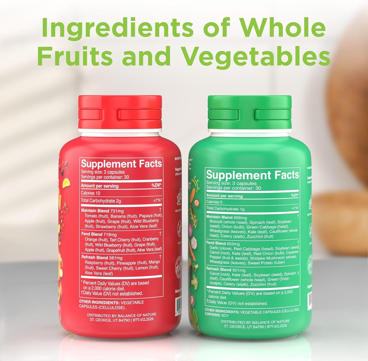 Suplementos de frutas y verduras de Balance Of Nature - 90 cápsulas...
