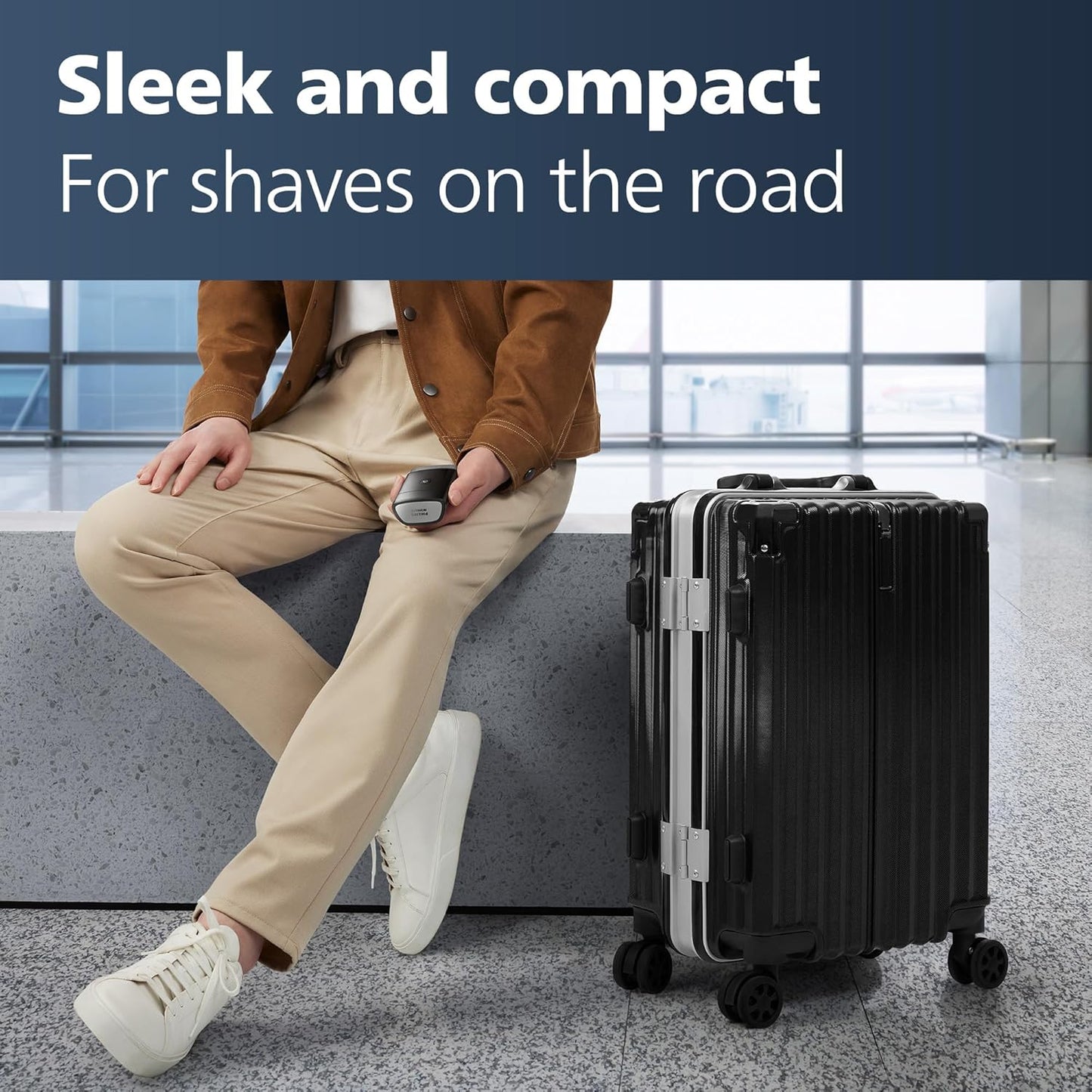 Philips Norelco Afeitadora portátil, afeitadora eléctrica húmeda y seca para llevar, sistema de cuchillas ComfortCut, cabezales flotantes 3D, diseño compacto, batería potente, modelo PQ888/81