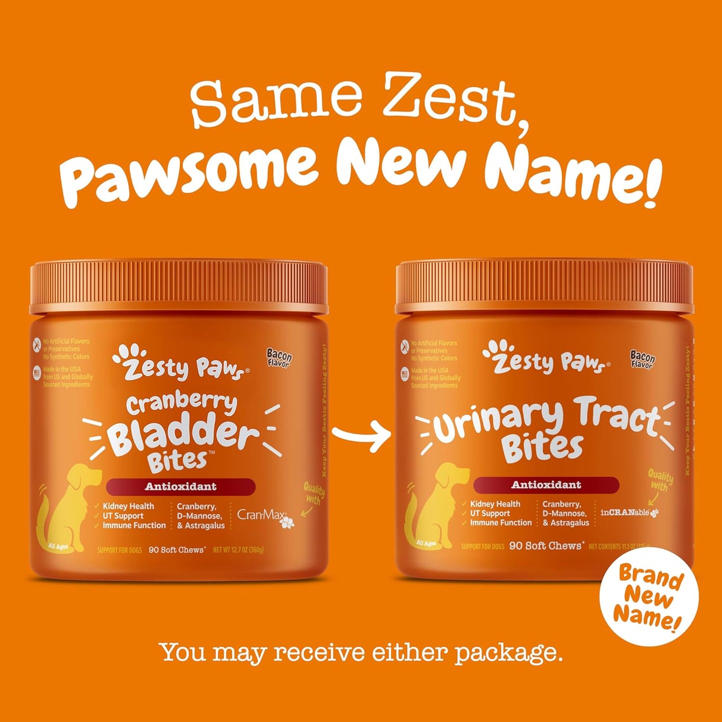 Zesty Paws Suplemento de arándano para perros - Control de vejiga p...
