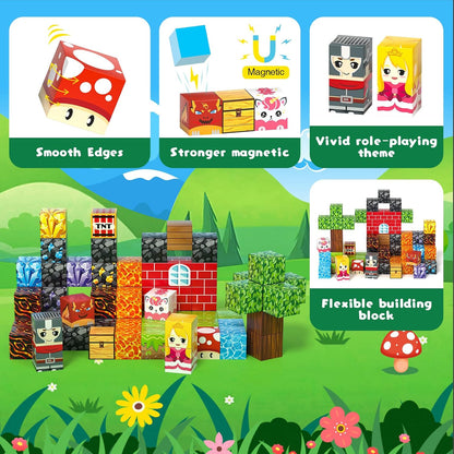 Axirata Juego de 60 minibloques magnéticos de viaje para niños, min...