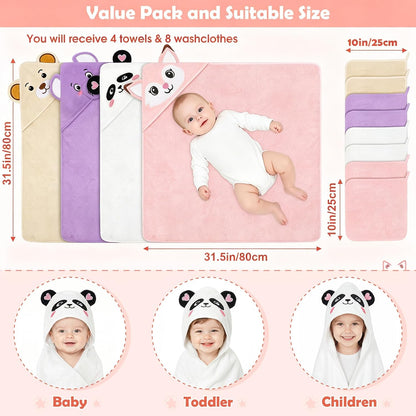 CandyHome Juego de 12 toallas de baño para bebés y niños pequeños,...