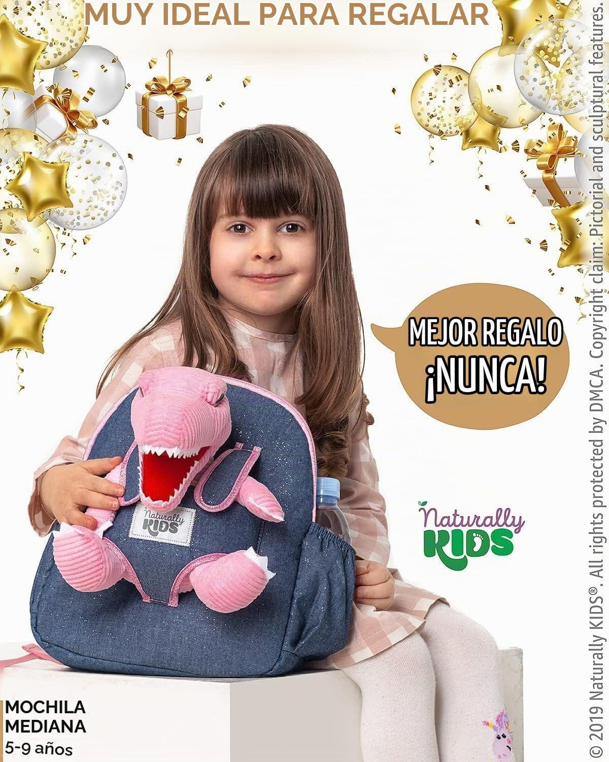 Naturally KIDS Mochila para niños pequeños con juguete de dinosauri...