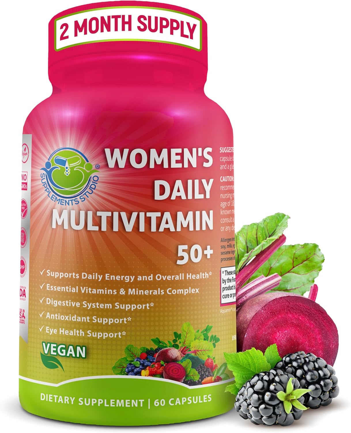 Multivitamínico diario para mujeres 50 Plus - Multivitamínico vegan...