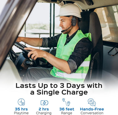 Philips Trucker - Auriculares Bluetooth con micrófono, auriculares inalámbricos de una sola oreja con micrófono con cancelación de ruido AI y botón de silencio, tiempo de reproducción extendido