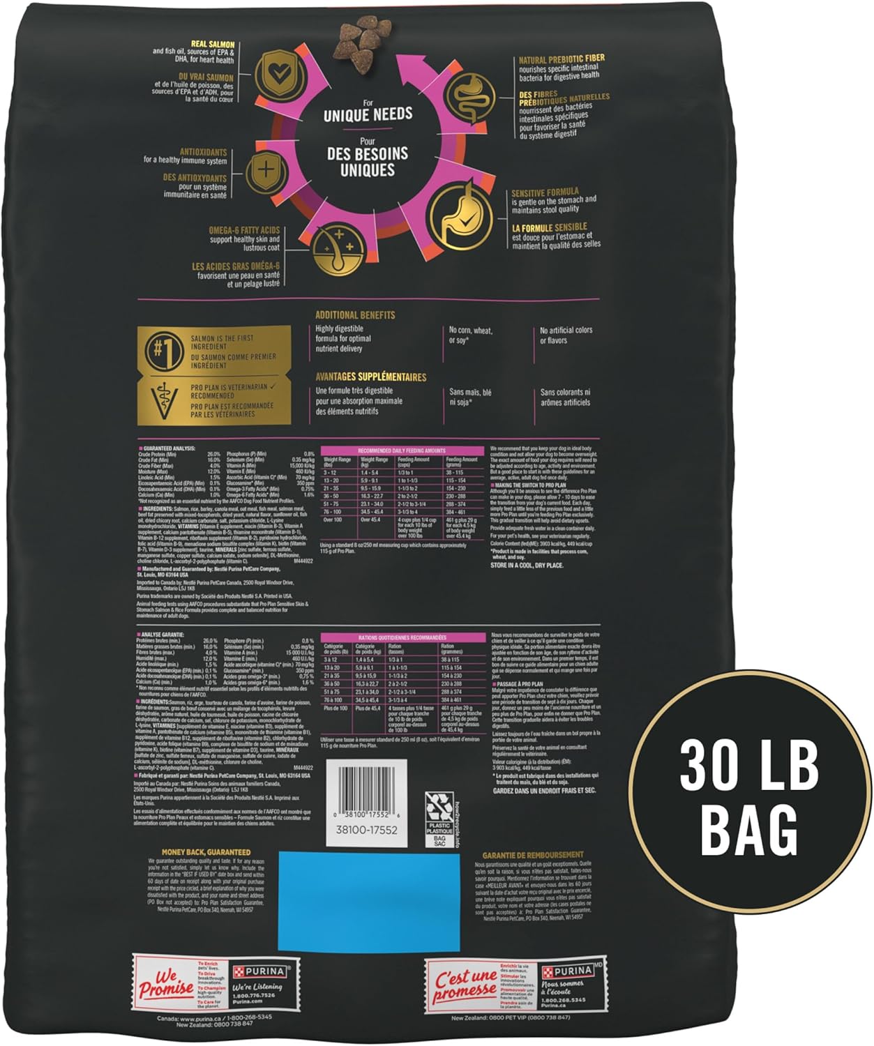 Purina Pro Plan Piel sensible y alimentos para perros estomacales c...