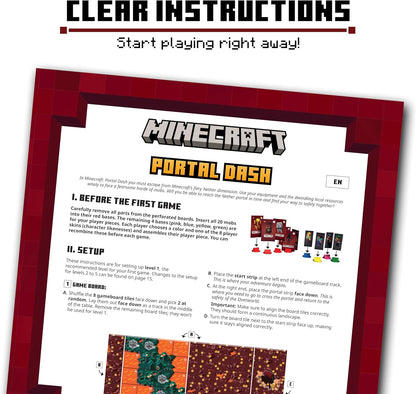 Ravensburger Minecraft: Portal Dash - Juego de mesa familiar atractivo para niños y adultos | Jugabilidad llena de aventuras | Regalo ideal para entusiastas de Minecraft | Adecuado para edades de 10
