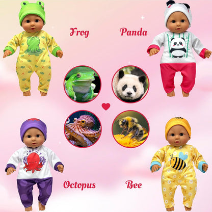 Muñeca de bebé de cuerpo suave con accesorios y 4 juegos de trajes...