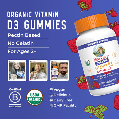 MaryRuth Organics Gomitas orgánicas de vitamina D3 | 1000 UI | USDA...