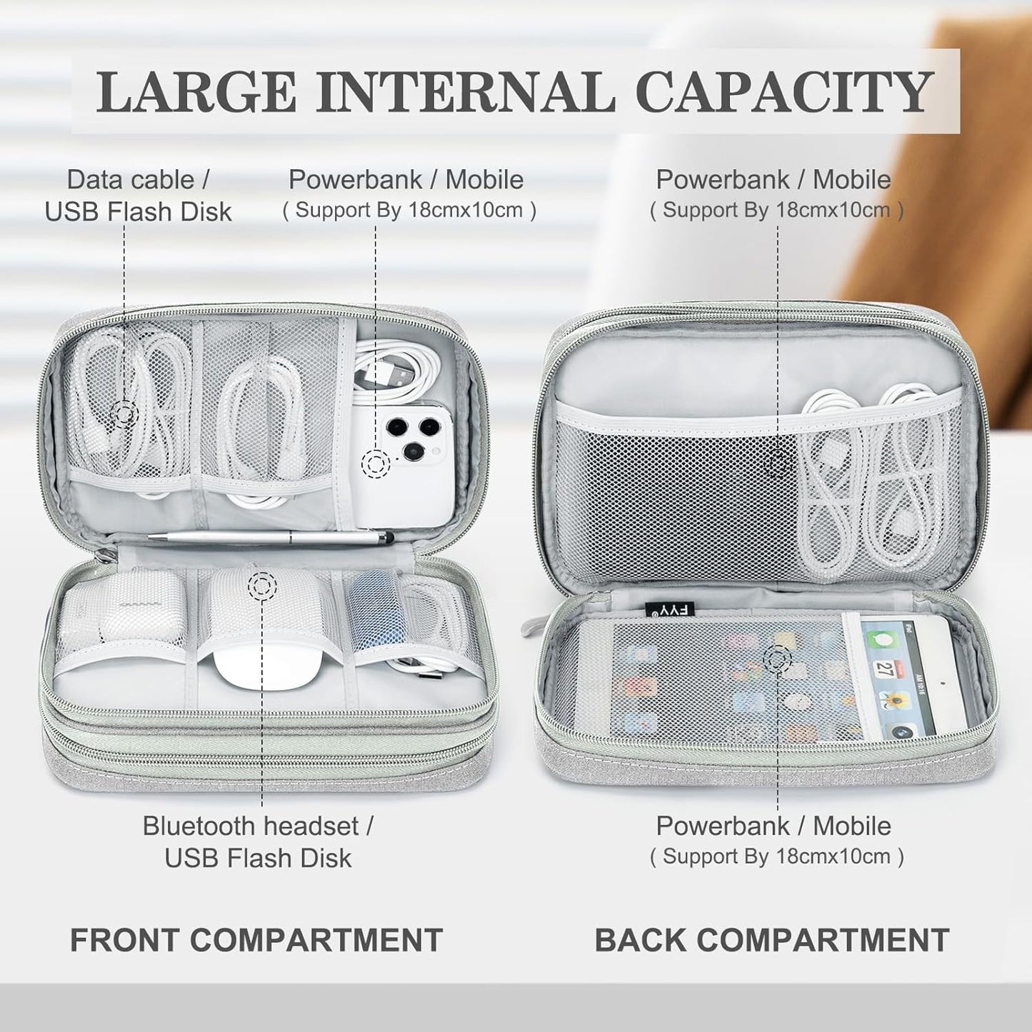 FYY Organizador grande para accesorios electrónicos, para viajes, p...