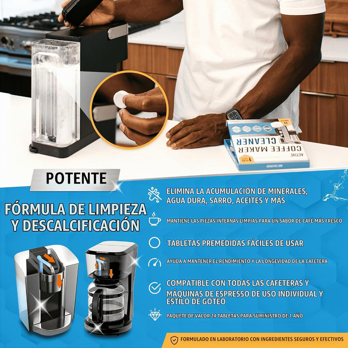 Tabletas descalcificadoras para cafetera, 24 unidades, compatibles...