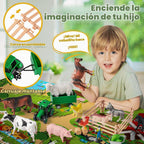 38 juguetes de animales de granja con alfombra de juego grande de